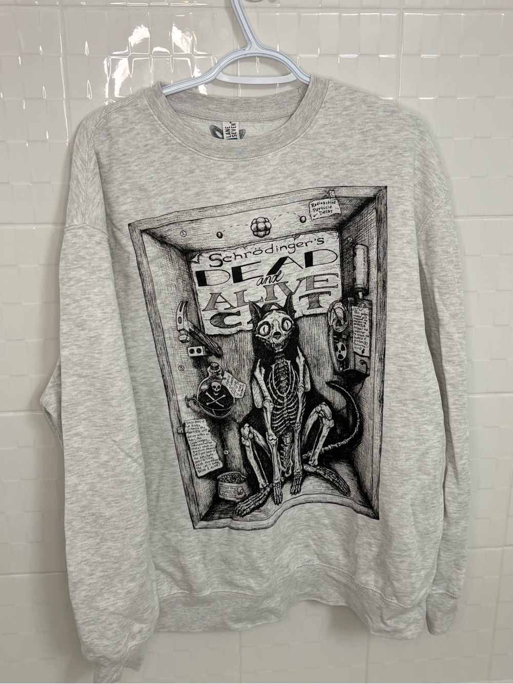 Schrödinger's Dead and Alive Graphic Crewneck Sweatshirt - Light Gray